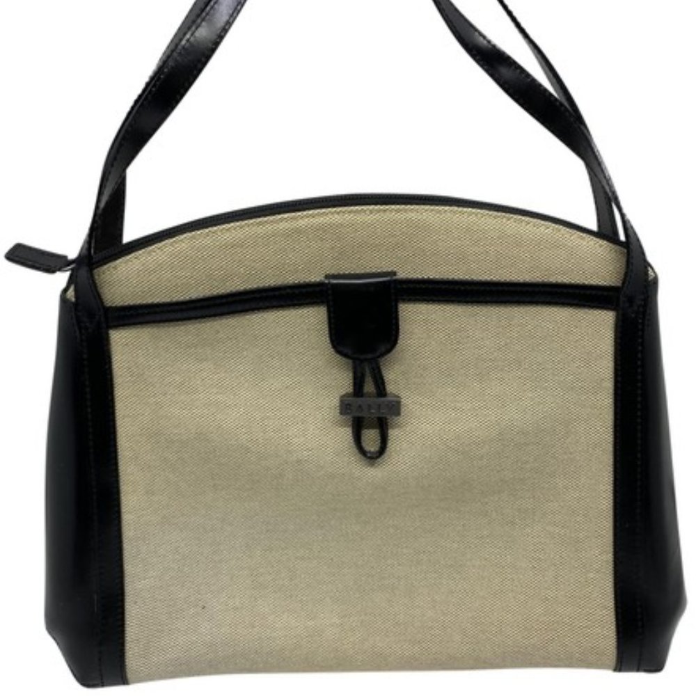 BALLY Vintage/ Khaki Canvas And Lether Handbag